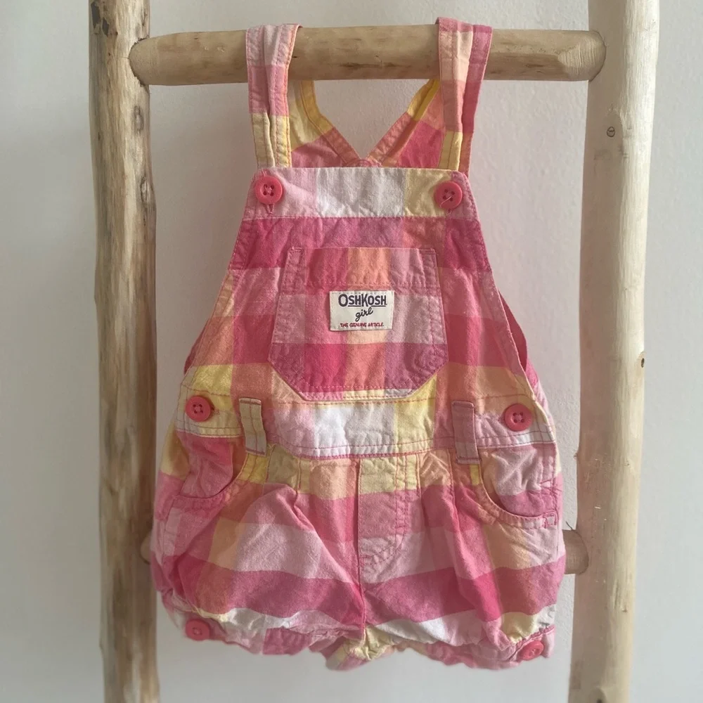 Oshkosh Girl Pink Plaid Overalls